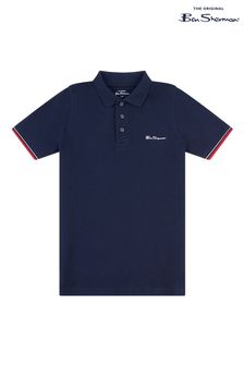 Ben Sherman Boys Blue Script Tipped Polo Shirt (N25370) | KRW32,000 - KRW38,400