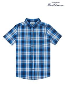 Ben Sherman Jungen Kariertes Casual-Hemd mit kurzen Ärmeln, Blau (N25372) | 31 € - 37 €
