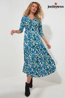 Joe Browns Blue Petite Floral V-Neck Jersey Dress (N25469) | $111
