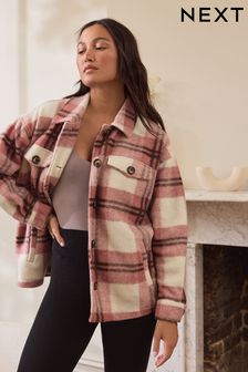 Pink Check Brushed Shacket (N25483) | $70