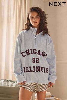 Grey Chicago - Half Zip Fleece Top (N25487) | €34