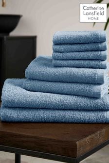 Catherine Lansfield Blue Quick Dry Cotton 8 Piece Towel Set (N25589) | ₪ 101