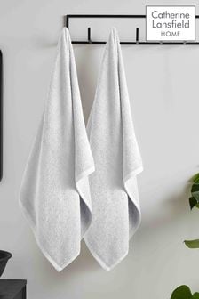 Catherine Lansfield White Quick Dry Cotton Bath Sheet Pair (N25598) | €24.50