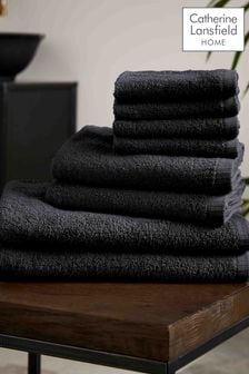 Catherine Lansfield Black Quick Dry Cotton 8 Piece Towel Set