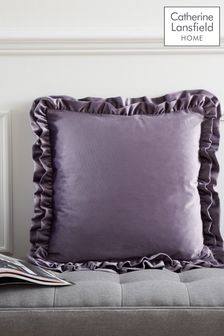 Catherine Lansfield Lilac So Soft Velvet Double Frill Cushion (N25658) | €19