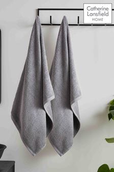 Catherine Lansfield Grey Quick Dry Cotton Bath Sheet Pair (N25660) | ₪ 91