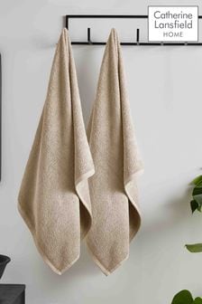 Catherine Lansfield Natural Quick Dry Cotton Bath Sheet Pair (N25672) | KRW38,400