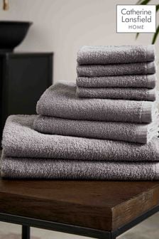 Catherine Lansfield Grey Quick Dry Cotton 8 Piece Towel Set (N25673) | $28