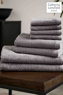 Catherine Lansfield Grey Quick Dry Cotton 8 Piece Towel Set