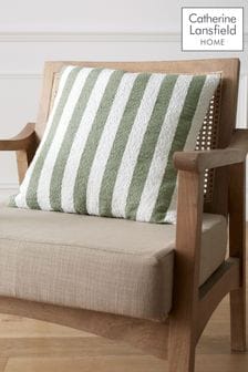 Catherine Lansfield Olive Green Boucle Stripe Cushion (N25702) | €23