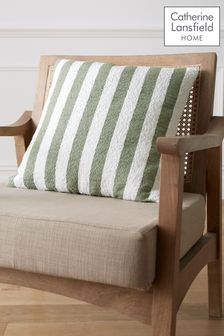 Catherine Lansfield Olive Green Boucle Stripe Cushion