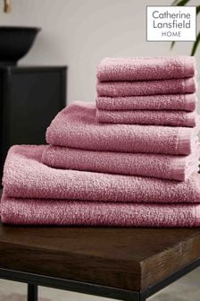 Catherine Lansfield Pink Quick Dry Cotton 8 Piece Towel Set
