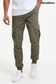 Vert - Pantalon cargo slim en coton Threadbare à poignets (N25807) | €35