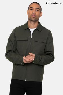Verde - Cămașă tip jachetă ușoară impermeabilă cu fermoar întreg Threadbare (N25845) | 269 LEI