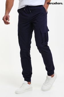 Threadbare Blue Cotton Slim Fit Cuffed Cargo Trousers (N25847) | AED166