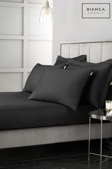 Bianca Black 400 Thread Count Cotton Sateen Fitted Sheet (N25908) | €23 - €40
