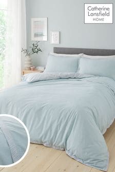 Catherine Lansfield Duckegg Blue Oslo Textured Trim Duckegg Duvet Cover Set (N25941) | kr260 - kr389