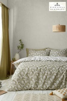 Pineapple Elephant Olive Green Tangier Floral Reversible Duvet Cover Set (N25955) | NT$750 - NT$1,400