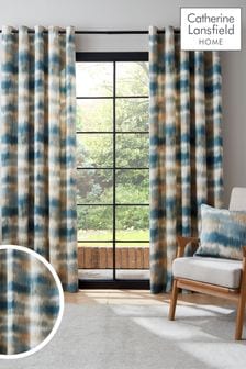 Catherine Lansfield Teal Ombre Texture Lined Eyelet Curtains (N25962) | €35 - €94