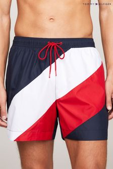 Blanc/rouge - Tommy Hilfiger Short de bain à cordon de serrage à logo moyen (N26010) | €88