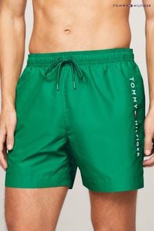 Verde - Pantaloni scurți de baie cu șnur în talie și logo mediu Tommy Hilfiger (N26015) | 328 LEI