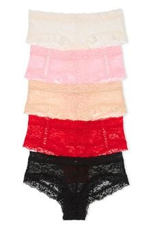 Victoria's Secret White/Pink/Nude/Red/Black Cheeky 5 Pack Knickers (N26060) | €31