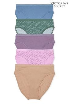 BlueGreenPurplePinkNude - Victoria's Secret Logo 5 Pack Knickers (N26130) | €36