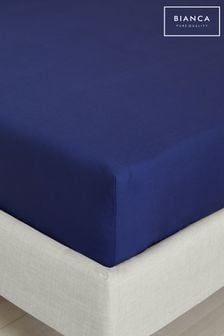 Bianca Navy Blue 200 Thread Count Cotton Percale Deep Fitted Sheet (N26165) | kr130 - kr260