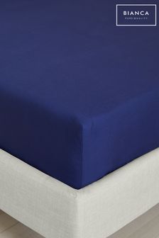Bianca Navy Blue 200 Thread Count Cotton Percale Deep Fitted Sheet