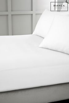 Bianca White 400 Thread Count Cotton Sateen Fitted Sheet (N26183) | kr260 - kr454
