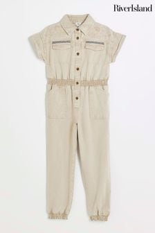 River Island Brown Girls Embroidered Boilersuit (N26206) | €44