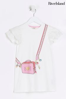 River Island White Girls Bag Graphic T-Shirt Dress (N26207) | €25
