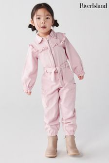 River Island Pink Mini Girls Embroidered Boilersuit (N26231) | OMR17