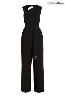 Calvin Klein Black Scuba Crepe Jumpsuit (N26348) | $453