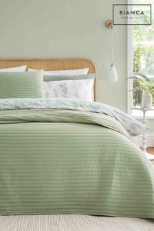 Bianca Sage Green Quilted Lines 220x230cm Bedspread (N26355) | $48