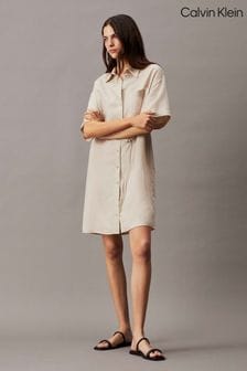 Calvin Klein Natural Linen Shirt Dress