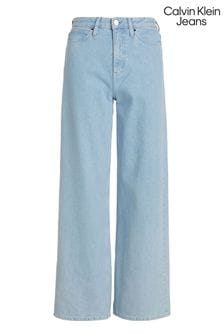 Niebiesko-chromowy - Jeansy Calvin Klein Jeans o luźnym kroju z wysokim stanem (N26381) | 1,010 zł