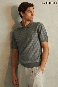 أخضر فاتح - Reiss Rizzo Half-zip Knitted Polo Shirt (N26715) | 842 ر.س