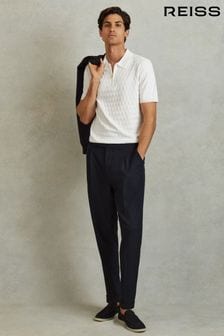 Reiss White Rizzo Half-Zip Knitted Polo Shirt (N26737) | €167