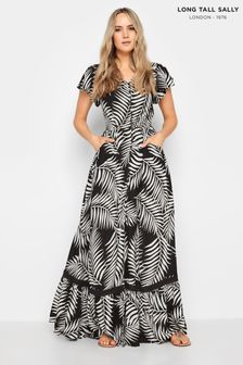 Long Tall Sally Black & White Tall Floral Print Tie Waist Maxi Dress (N26750) | OMR28