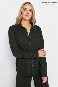 Long Tall Sally Black Linen Shirt (N26759) | HK$278