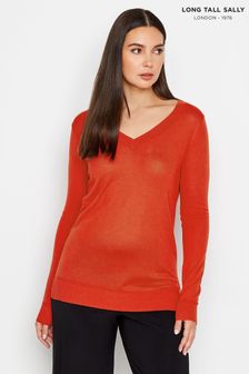 Long Tall Sally Red Knitted V-Neck Jumper (N26785) | AED133