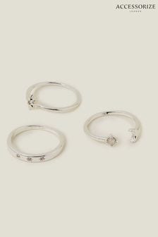 Accessorize Sterling Silver Plated Celestial Rings 3 Pack (N26810) | ₪ 91
