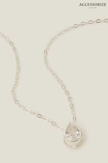 Accessorize Sterling Silver Plated Small Sparkle Tear Necklace (N26862) | HK$185