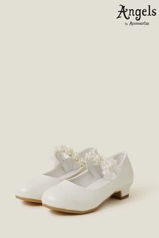Angels By Accessorize Girls White Pearl Strap Flamenco Shoes