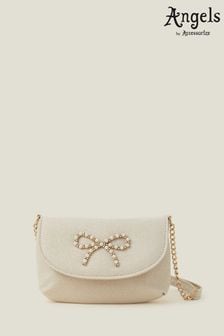 Angels By Accessorize Girls Gold Pearl Bow Bag (N26875) | BGN37