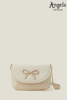 Angels By Accessorize Girls Gold Pearl Bow Bag