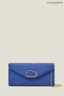 Accessorize Blue Suedette Box Clutch Bag (N26897) | AED190