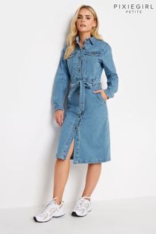 PixieGirl Petite Blue Denim Belted Dress (N26947) | $77