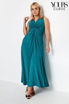 Yours Curve Green Knot Front Maxi Dress (N26951) | AED283